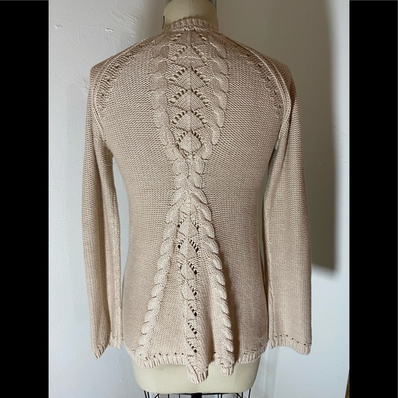 Anthropologie lace an Pom trim cable St sweater - Picture 2 of 8